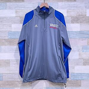 ATLANTA BRAVES 1/4 Zip Performance Pullover Gray MLB Baseball Adidas Mens Large